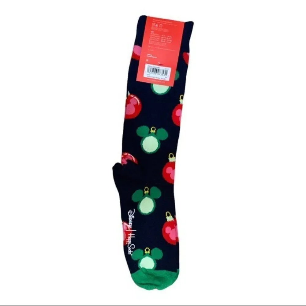 Happy Socks Disney Navy Baublelicious Mickey Unisex Holiday Socks Size 10-13 NWT